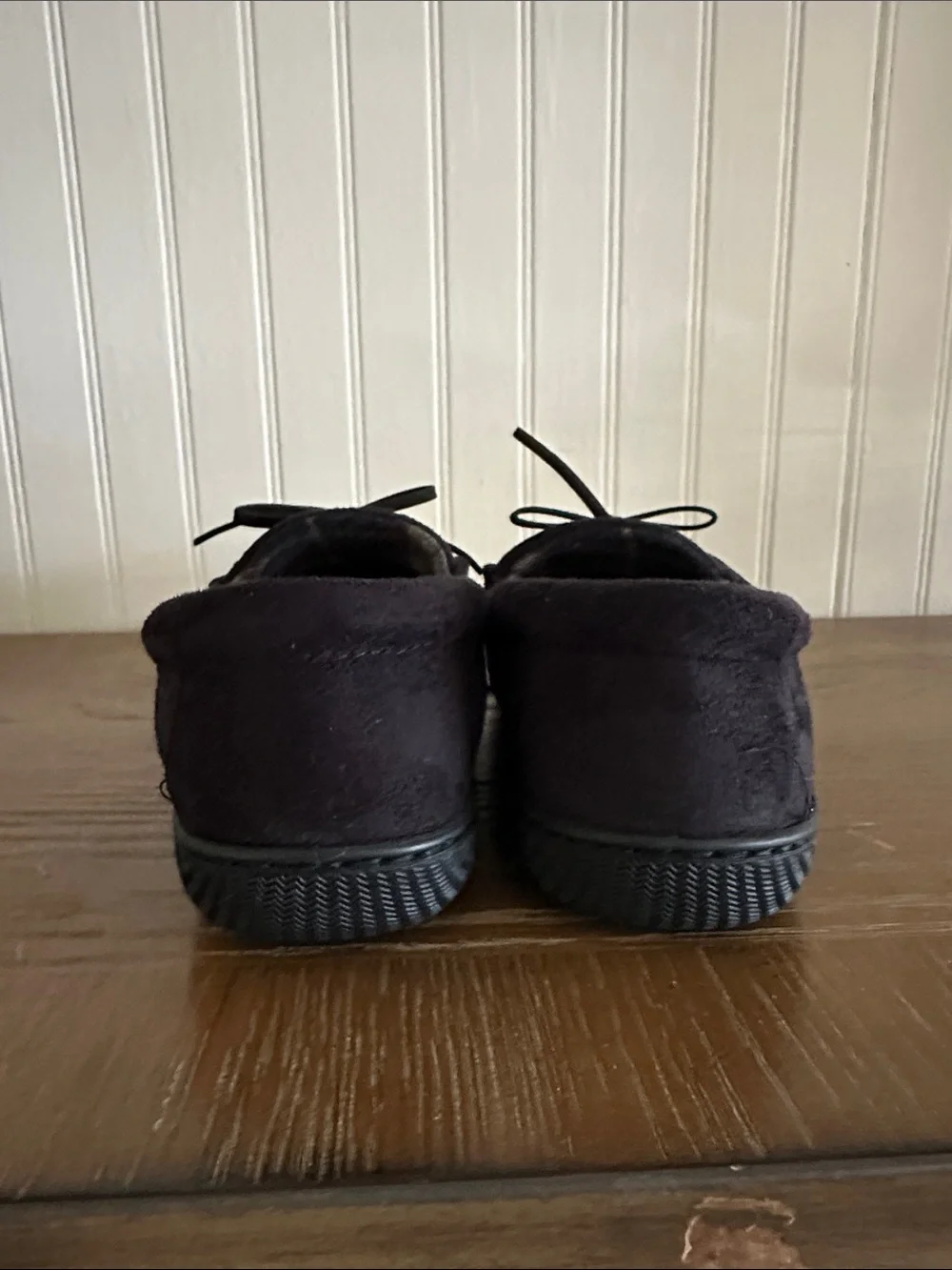 NEW Dockers Memory Foam Navy Blue Suede Moccasin Slippers sz M (7/8)